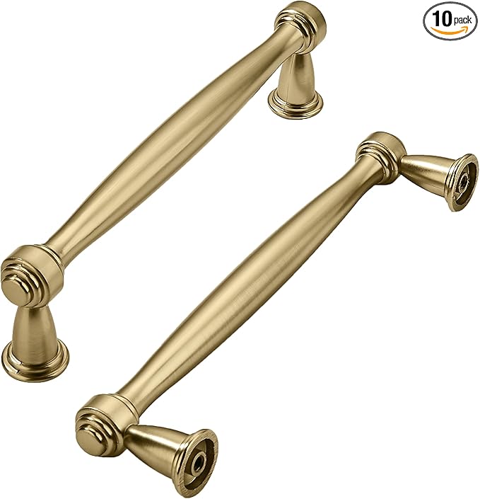 khtumeware 10 Pack 3-3/4 Inch(96mm) Champagne Bronze Cabinet Pulls Champagne Brass Kitchen Cabinet Handles Kitchen Cabinet Hardware for Cupboard Drawer Handles Dresser Pulls