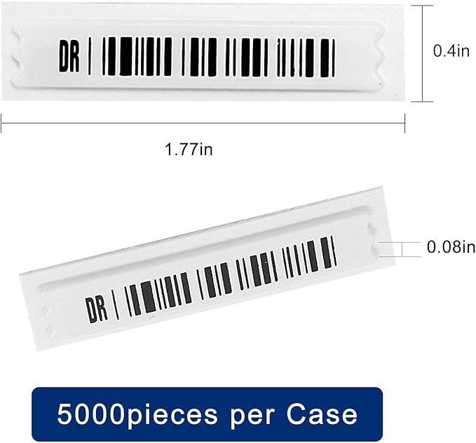 5000 pcs 58khz AM Security Tags Soft Labels Compatible with 58khz acousto-Magnetic EAS System (Mock Barcodes)