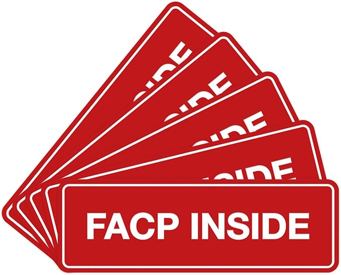 Signs ByLITA Standard FACP Inside Sign | Fire Safety Signage (Red) - Medium 5 Pack