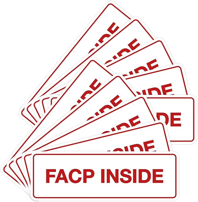 Signs ByLITA Standard FACP Inside Sign | Fire Safety Signage (White/Red) - Large 10 Pack