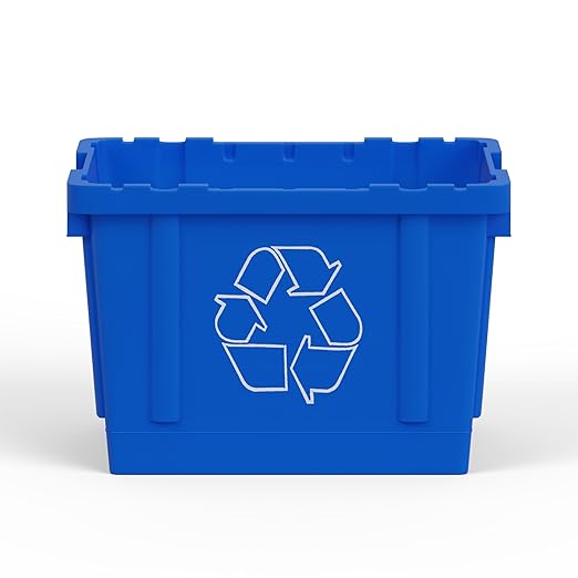 14 Gallon Rectangular Blue Recycling Bin | 6 Pack | Inside Outside Curbside | Stackable Box for Paper Plastic