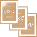 Homeforia 13x17 Picture Frame Natural Wood, High End Oak 13x17 Light Wooden Poster Frame with Mat 10x14, 13 x 17 Frames Matted to 10 x 14 Photo, 17x13 Hanging Frame, Tempered Glass, Wall Kit, Set of 3