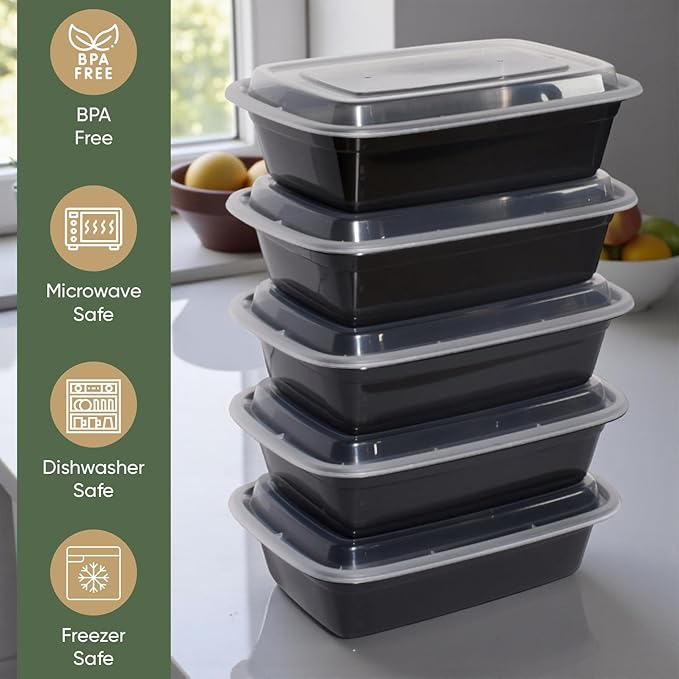 16 oz 50 Pack Meal Prep Containers BPA Free Leakproof Stackable Food Storage Containers with Lids, Microwave & Dishwasher Freezer Safe Reusable To Go Containers Bento Box Style Take Out Clear Plastic