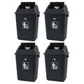 10 Gallon Plastic Garbage Can with Swing Lid, Set of 4 Large Trash Can Waste Bin, Grey