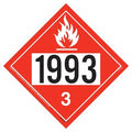 1993 Placard, Class 3 Flammable Liquid 25-pk. - 10.75" x 10.75" Permanent Self Adhesive Vinyl, DOT Hazmat Compliant, J. J. Keller & Associates, Inc.
