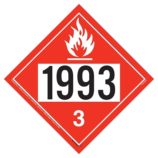 1993 Placard, Class 3 Flammable Liquid 10-pk. - 10.75" x 10.75" Permanent Self Adhesive Vinyl, DOT Hazmat Compliant, J. J. Keller & Associates, Inc.