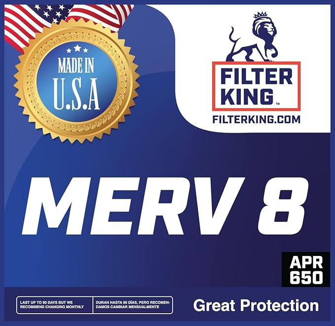 Filter King 14x14x4 Air Filter | 3-PACK | MERV 8 HVAC Pleated A/C Furnace Filters | MADE IN USA | Actual Size: 13.5 x 13.5 x 3.75"