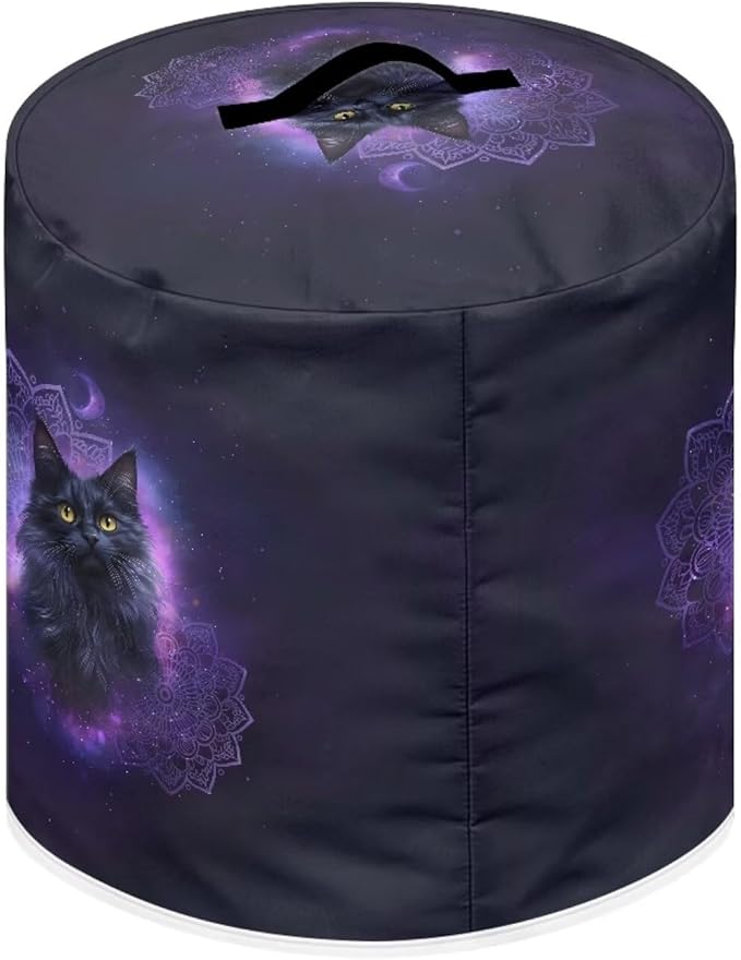 Xoenoiee Black Cat Boho Mandala Print Pressure Cooker Cover for Kitchen Appliance Dust Cover with Pockets for Rice Cooker Air Fryer Slow Cooker, for 6 Qt Pot