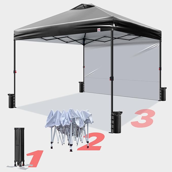 10x10 Pop Up Canopy Tent,10X10FT (Black, 10x10FT)