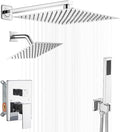 Shower Faucet Set Polished Chrome Shower System, Knob Switch Diverter Shower Faucet with High Pressure Handheld Spray, Wall Mount 10 Inch Shower Head with 6 Inch Wall Mount Shower Head
