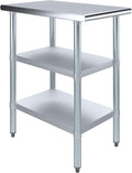 AmGood Stainless Steel Work Table with 2 Shelves | NSF | Metal Utility Table (18" Long x 30" Deep)