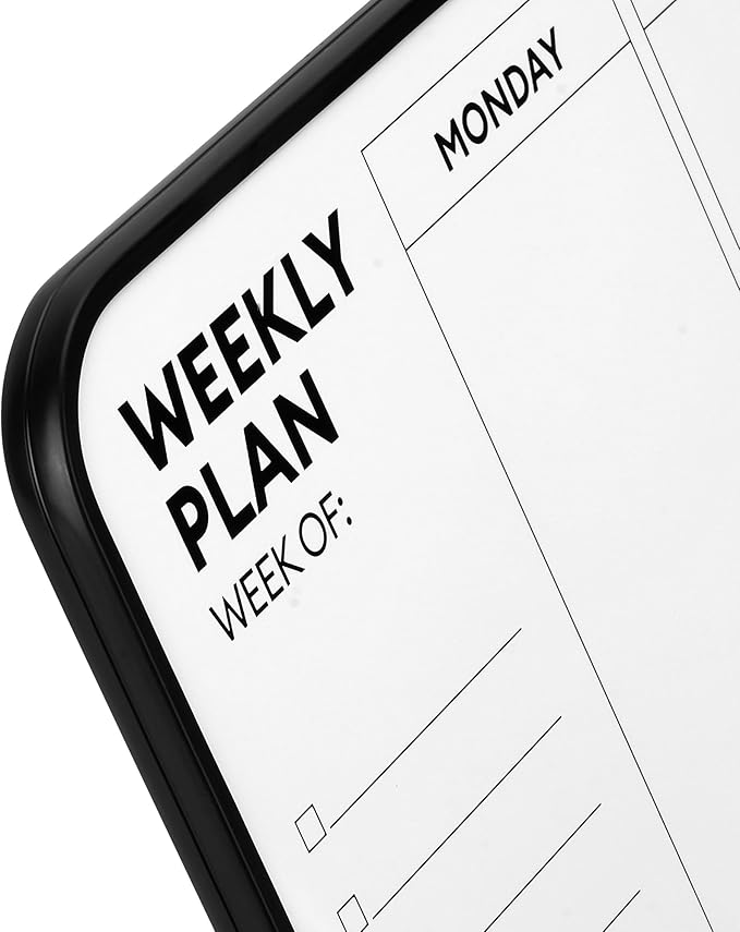 Double Sided Weekly Dry Erase Board with Stand 16"x12", to-do List White Board Calendar Dry Erase, Desktop Whiteboard Calendar, Schedule Board, Message Board, Menu Board for Home Office