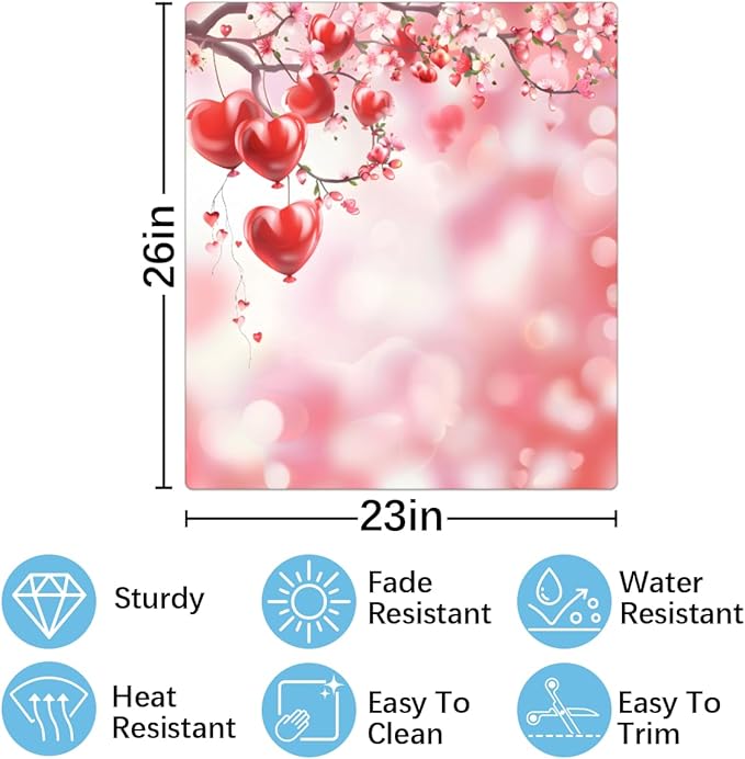 Beautiful Valentine's Day Flowers Dishwasher Magnet Cover, Reusable Refrigerator Panel Stickers Microwave Front Door Covers Magnets for Kitchen Home Appliances Holiday Party Decorations 23 X 26 in