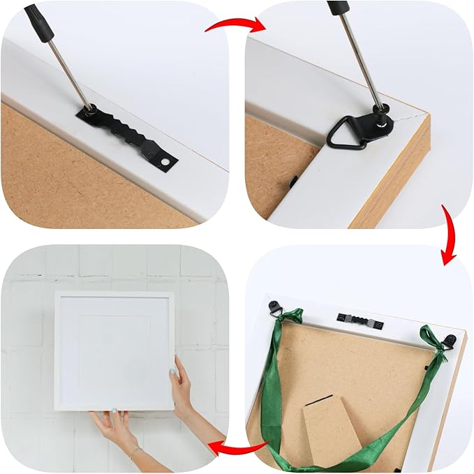 251 Pcs Picture Hanging Kit, Include 50 Sawtooth Picture Hangers, 50 D Rings, 150 Screws and Screwdriver, Heavy Duty Picture Frame Hanging Hardware for Wall Artworks Frame Canvas Mounting