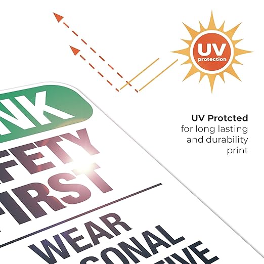 Think Safety First Wear Personal Protective Equipment Sign, 12x18 Inches, Rust Free .063 Aluminum, Fade Resistant, Made in USA
