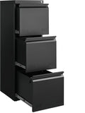 Vertical 3 Drawer File Cabient with Lock, Metal Filing Cabinets for Home Office, Heavty Duty Office Storage Cabinet for A4/Letter/Legal (Matte Black)