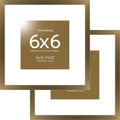 Homeforia 6x6 Picture Frames Bronze, High End Metal 6 x 6 Square Photo Frame with Mat 4 by 4, 6x6 Brass Frame Matted to 4x4 inch Print, 6by6 Wall or Tabletop Frames, Tempered Glass, Wall Kit, Set of 2