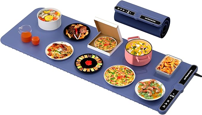Electric Silicone Food Warmers for Parties Buffet XXL 40”X15” Extra Extra Large Food Warming Mat Keep Food Warm Last 18H Even Heating 104F to 248F with Child Lock Easy Clean