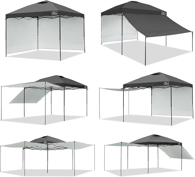 KAMPKEEPER 10x10 Easy Pop Up Canopy Tent with Sidewalls, Instant Outdoor Shade Shelter with Removable 10FT Sun Walls, Quick Setup Waterproof and UV-Resistant for Patio (Black, 2 sidewall)