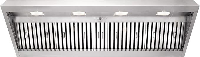Akicon Range Hood Insert 60 Inch, 1200 CFM Built-in Kitchen Hood with 4 Speeds, Ultra-Quiet Stainless Steel Ducted Vent Hood Insert with Dimmable LED Lights and Dishwasher Safe Filters (Warm White)