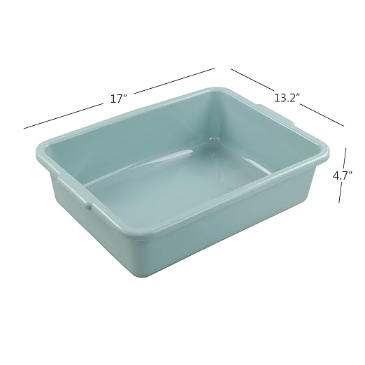Xyskin 13 L Plastic Commercial Bus Tubs, Large Utility Tote Bus Box, Green, 4-Pack