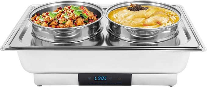 2-Pot Commercial Countertop Food Warmer, Commercial Grade Stainless Bain Marie Steel BuffetElectric Steam Table for Buffet Restaurant 2 x 4L