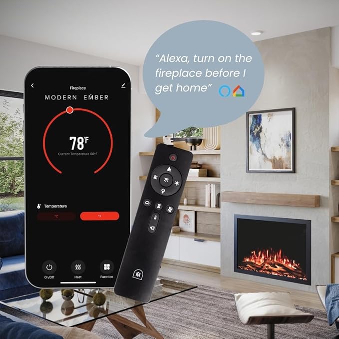 Modern Ember Highmark Traditional 38 Inch Built-in Smart Electric Fireplace Insert | Alexa/WiFi Enabled - Remote Included | Electric Firebox Heater with Multi-Color Flames | 1500W
