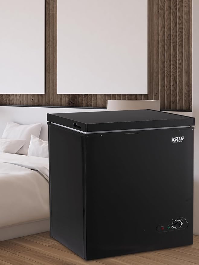 7.0 Cu.Ft Chest Freezer 7 Gears Temperature Control(-4°F to 6.8°F), Deep Compact Freezer with Two Removable Basket, for House, Kitchen, Garage, Basement, Shop, Black