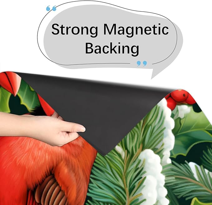 Christmas Cardinals Dishwasher Magnet Cover, 23" W x 26" H Fridge Magnetic Stickers Reuseable Magnet Panel Decal Cover for Washing Machine Fridge Microwave Cabinet Kitchen Christmas Decoration