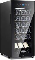 18 Bottle Compressor Wine Cooler Refrigerator with Lock, Freestanding Wine Fridge, 41°F-64°F Digital Temperature Control, Large Wine Cellar for Red, White, Champagne, and Sparkling Wine – Black