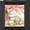 Cute Easter Bunny Flower Eggs Dishwasher Magnet Cover, Reusable Refrigerator Panel Stickers Microwave Front Door Covers Magnets for Kitchen Home Appliances Holiday Party Decorations 23 X 26 in