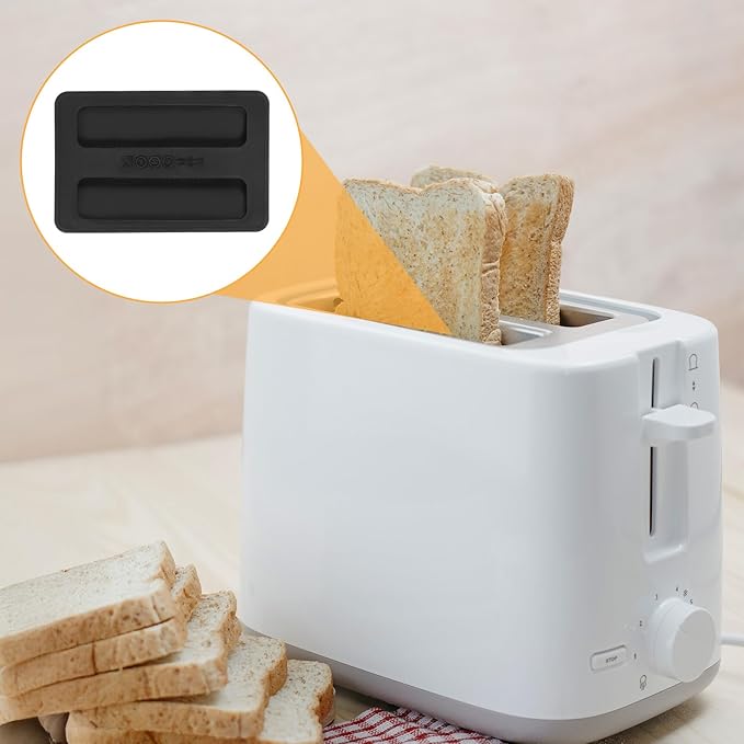 2 Pack Silicone Toaster Cover 2 Slice, Black Reusable Toaster Cover Bread Maker Machine Dust Covers Protector Lid Sandwich Machine Part Accessories