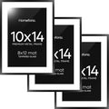 Homeforia Black 10x14 Picture Frame, High End Metal 10x14 Poster Frames with Mat 8x12, 10 x 14 Black Frame Matted to 8 x 12 inch Photo, 10 by 14 Thin Hanging Frames, Tempered Glass, Wall Kit, Set of 3