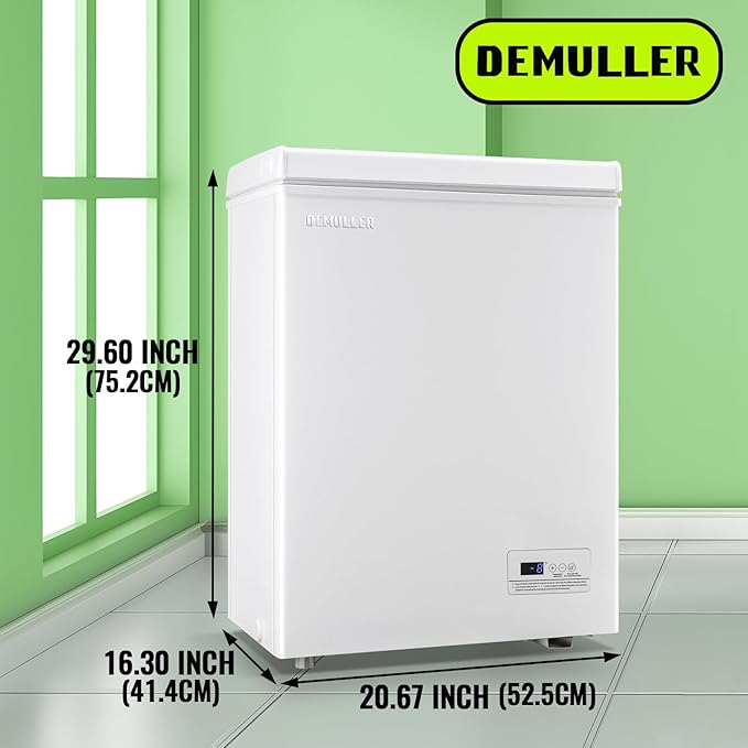 Small Mini Freezer Chest Freezer with 2 Hanging Baskets Electronic Control to 1℉ Top Door Open Freezer Energy Saving Quiet Operation Perfect for Dorm, Garage and RVS, White
