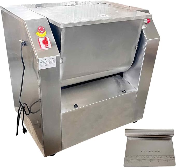 50KG Commercial Electric Dough Mixer,3000W Food Mixer, 110V Heavy-Duty Dough Kneading Machine with Stainless Steel Dough Knife for Bakery, Restaurant