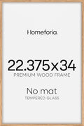 Homeforia 22.375x34 Puzzle Frame Wooden, High End Natural Oak 22.375 x 34 Picture Frames Light Wood without Mat, 34x22.375 Poster Frames for Wall, 22.375by34 Frames, Tempered Glass, Wall Kit, Set of 1