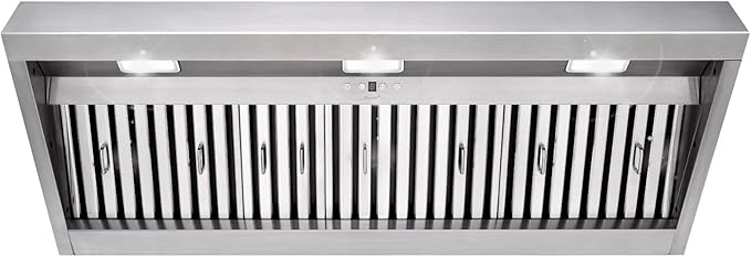 Range hood, 48 Inch Range Hood Insert with 1200 CFM Powerful Suction, Ultra Quiet Ducted Stainless Steel Kitchen Stove Vent Hood with Dimmable LED Lights, Timer, 4-Speed Touch Control