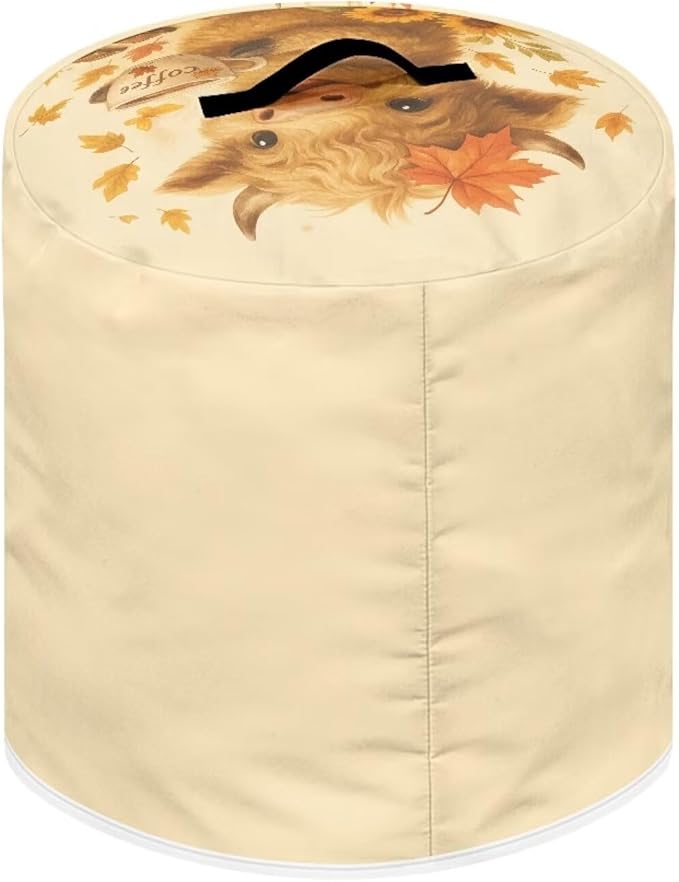 Thanksgiving Day Decor Kitchen Appliance 3 Quart Pressure Cooker Air Fryer Rice Cooker Dust Cover with Top Handle and Storage Pocket Maple Leaf Cute Highland Cow