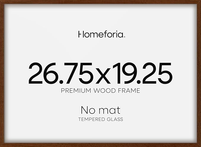 Homeforia 19.25x26.75 Puzzle Frame Brown, High End Dark Oak 19.25 by 26.75 Thin Wood Picture Frame without Mat, 26.75x19.25 Wooden Walnut Puzzle Art Frames for Wall, Tempered Glass, Wall Kit, Set of 1