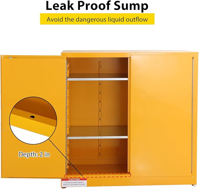 30 Gal Flammable Safety Cabinet, 43" x 18" x 44" Galvanized Steel Industrial Flammable Liquid Storage Cabinet with Adjustable Shelves, Fireproof Double-Wall Design, Manual Close Doors