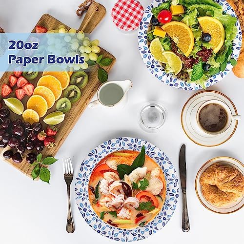 JOLLY CHEF 160 Count Paper Bowls 20oz Disposable Bowls Bulk，600 Pack Disposable Paper Napkins，2-Ply White Paper Hand Towels - Image 6
