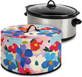 Colorful Floral Painting Print Slow Cooker Dust Cover with Side Pocket for Small Kitchen Appliance Dust Protection Kitchen Dust Cover Easy to Clean, 16 x 14 x 9.6 inch