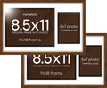 Homeforia 11x18 Brown Diploma Frame with Photo, High End Oak 11 x 18 Certificate Wood Frame with Mat 8.5 x 11 Diploma and 5x7 Picture, Walnut Wooden Document Frames, Tempered Glass, Wall Kit, Set of 2