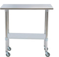 Stainless Steel Work Table 48“L x24 D, NSF Commercial Food Prep Worktable with Adjustable Undershelf and Casters for Restaurant, Home and Outdoors (48“L x24 D)