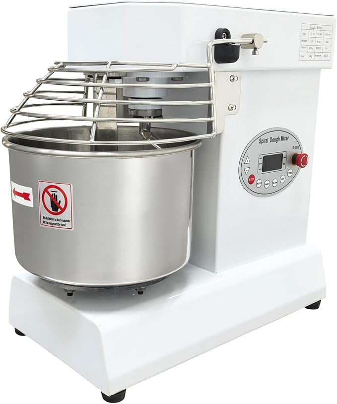 10L Commercial Dough Mixer with Dual Rotation and Dual Speed, 550W Electric Dough Kneading Machine, Time Set, Digital Display, for Bakery Pizzeria – 7.7 lbs Capacity