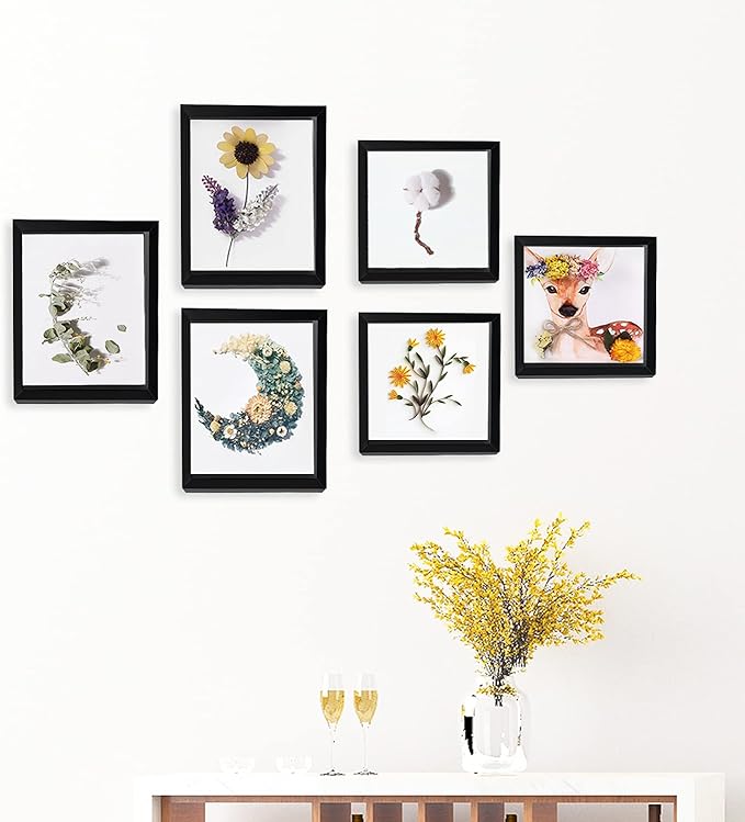 8x8 Shadow Box Frame Display Case, Display Case Box for Memorabilia, Medal, Crafts,Tickets and Photos, Picture Frame for Wall and Tabletop (2pcs-Black, 8x8)