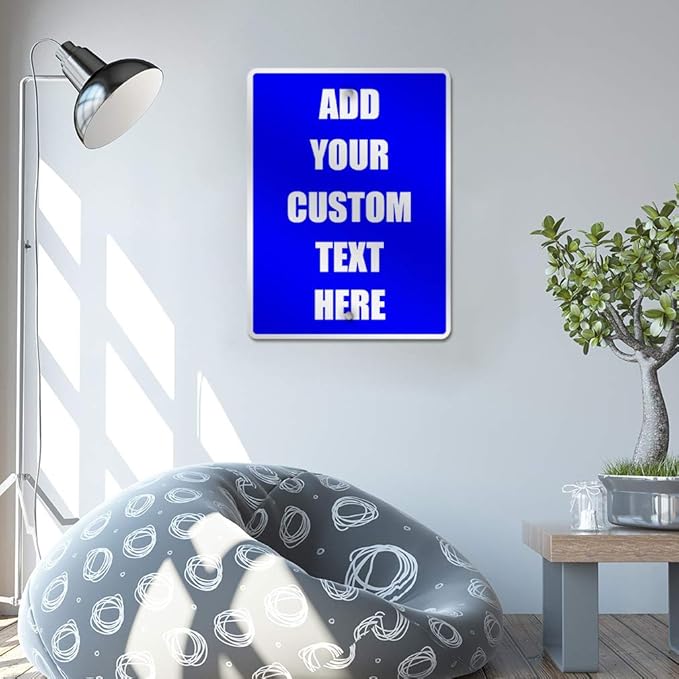 Aluminum Weatherproof Metal Sign Multiple Sizes Custom Personalized Text Here Blue White Notice Travel Vertical Street 18x24Inches