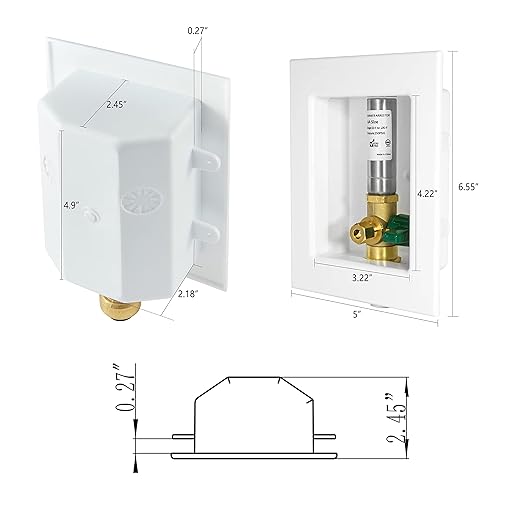 EFIELD Push-fit Ice Maker Outlet Box, 1/2-Inch Push-Fit Connection with Stainless Steel Hammer Arrestor, Installed 1/4-Turn Ball Valve,(IM015)