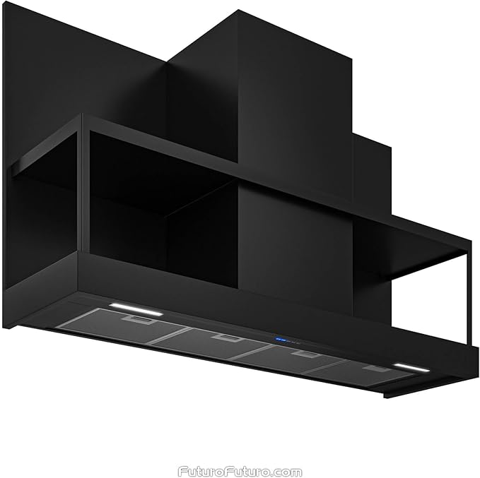 Futuro Futuro Wall-Mount Range Hood 48" 940-CFM | Counter Black | Contemporary Painted Steel Vent Hood | Modern Italian Exhaust Hood | LED, Ultra-Quiet with Blower