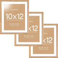 Homeforia 10x12 Picture Frame Wood, High End Natural Oak 10x12 Light Wooden Poster Frames with Mat 8x10, 10 x 12 Frames Matted to 8 x 10 Photo, 12x10 Hanging Frames, Tempered Glass, Wall Kit, Set of 3